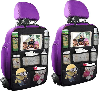 ONE PIX Backseat Car Organizer Mats Back Seat Organizers and Storage Bag with Touch Screen Tablet Holder for Kids Toddlers Seats, Travel Accessories, Road Trip Essentials (2PCS) by ONEPIX