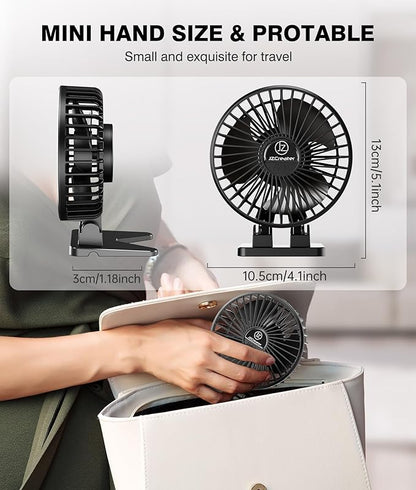 JZCreater USB Desk Fan, Mini Portable, 3 Speeds Desktop Table Cooling, Plug in Power, Rotation Strong Wind, Quiet Personal Small for Home Office Travel Bedroom, Black - Image 6