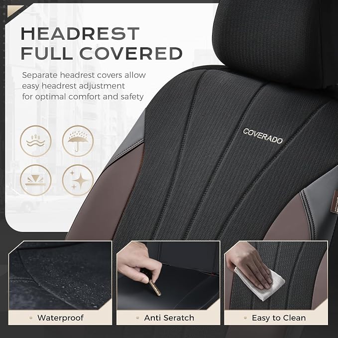 Coverado Car Seat Covers Front Seats, Luxury Seat Covers Full Set, Mesh Breathable Seat Protectors, 2 Seats Driver Seat Covers, Universal Fit for SUV, Sedan, Truck - Image 7