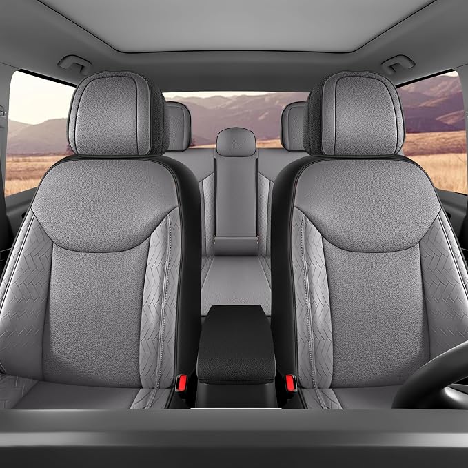 Red Rain Black and Gray Seat Cover Custom Fit for Ford Maverick 2022-2026 | Luxury Truck Seat Protector Full Set (Maverick-Black+Gray) - Image 6