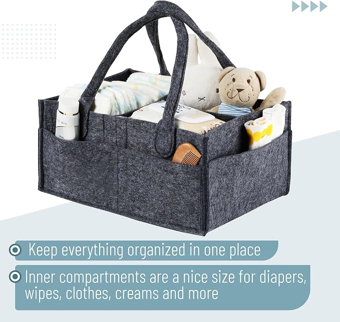 Mr. Pen- Baby Diaper Caddy Organizer, Charcoal Gray | Nursery Storage Bin and Car Organizer for Diapers and Baby Wipes - Image 4