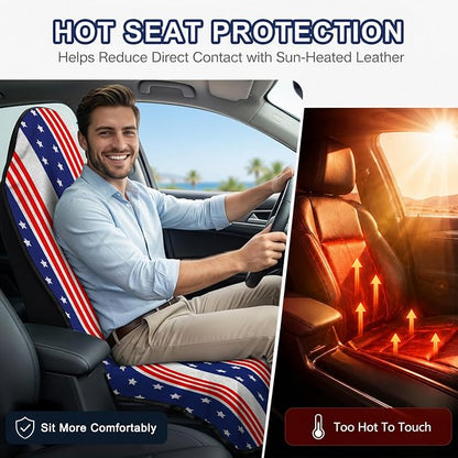 Car Seat Towel Cover for Front Seat, 1Pc Sweat Absorbent Car Seat Protector with Non-Slip Backing, Waterproof Towel Car Seat Cover for Runners, Gym, Swimming, Beach, Pets, American Flag Style - Image 5