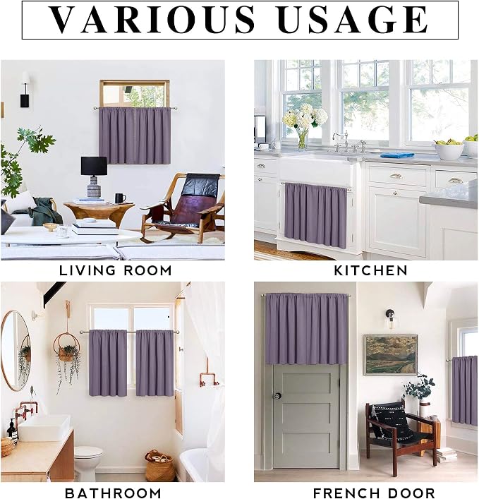 RYB HOME Blackout Curtains for Bedroom Living Room Nursery 63 inches Long | Thermal Insulated, Privacy Protection, Rod Pocket, Drapes for Office Home Theater, W42 x L63, Greyish Purple, 2 Panels - Image 8