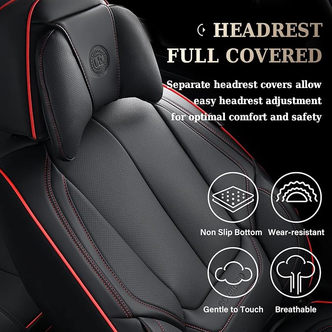 Coverado Car Seat Covers, Seat Covers for Cars, Waterproof Leather Auto Seat Protectors, Leather Car Seat Cushion, Car Interiors Accessories Universal Fit for Most Cars - Image 5
