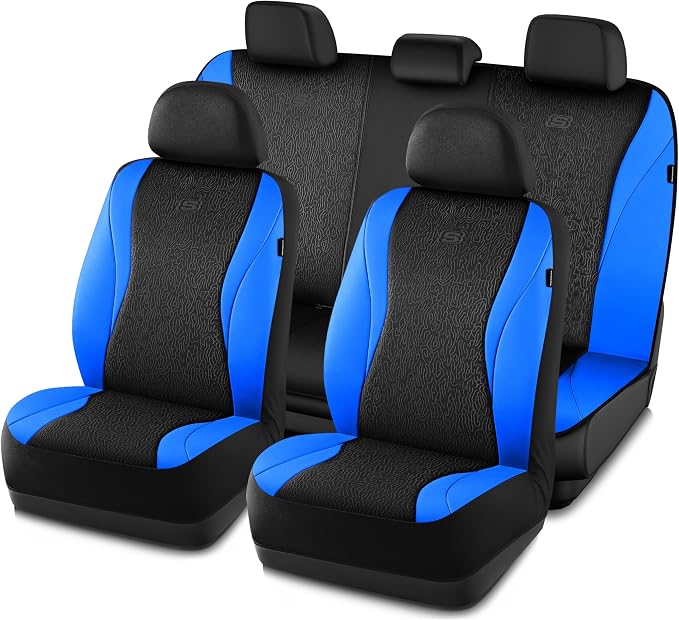 Skechers Car Seat Covers,Leather Seat Covers with GOGA Mat Technology,Waterproof Car Seat Covers Full Sets,Airbag Compatible,Comfort Universal Fit for Most Cars,Vans,Trucks,SUVs,Blue by Unknown