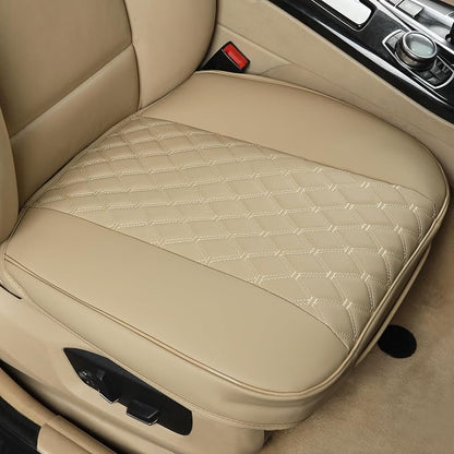 Black Panther PU Car Seat Cover, Front Bottom Seat Protector Compatible with 95% Vehicles,Anti-Slip & Full Wrapping Bottom (W 21.26''×D 20.86”)(1Piece,Dark Beige) by Black+Panther