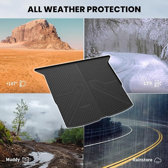 LASFIT Cargo Mat for Honda Passport 2019-2025 | All Weather Custom Fit Anti-Slip Pet Friendly Easy Clean TPE Trunk Mat Trunk Tray Cargo Tray, Black - Image 9