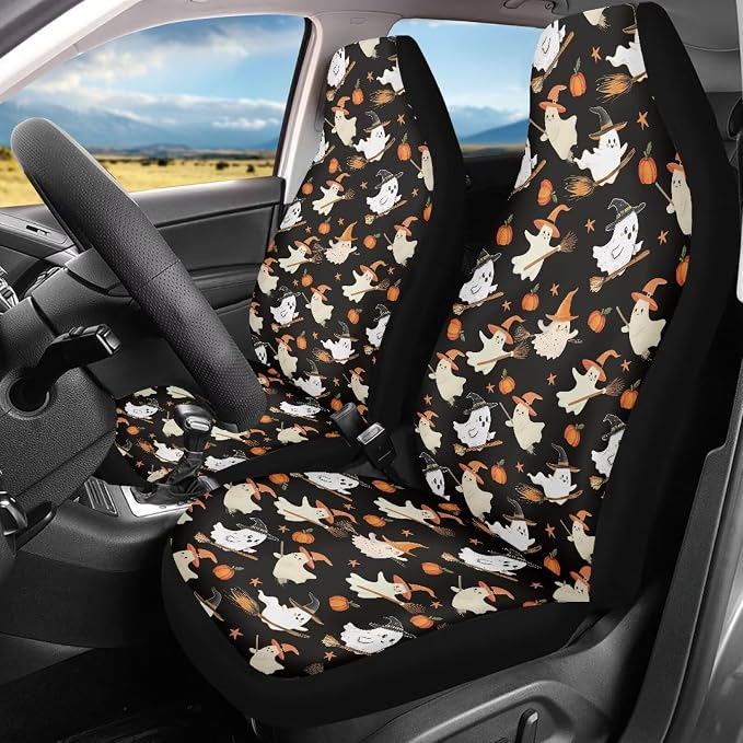 Halloween Ghost Cute Car Seat Covers Washable Seat Protector | Washable and Breathable Automotive Vehicle Seat Covers for Women Interior for Cars, Sedans, Trucks, SUVs - Image 2