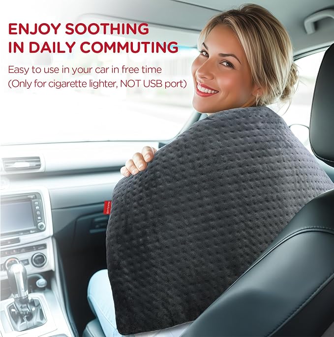 Comfytemp 12V/24V Car Electric Blanket for Back Neck Shoulders Hip 17"x33" | Portable Mini Travel Blanket for Waist, Truck, SUV, 4 Heat Settings, 11Auto-Off, Washable for Drivers Women Men Winter - Image 2
