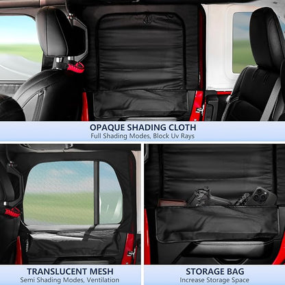 sukemichi Side Car Window Sunshades for Jeep Wrangler JK JL Gladiator JT Accessories, 2 Pcs Rear Window Sun Shade Privacy Full Covers/Half Shade for Jeep Wrangler, Window Curtains for Baby Protection - Image 7