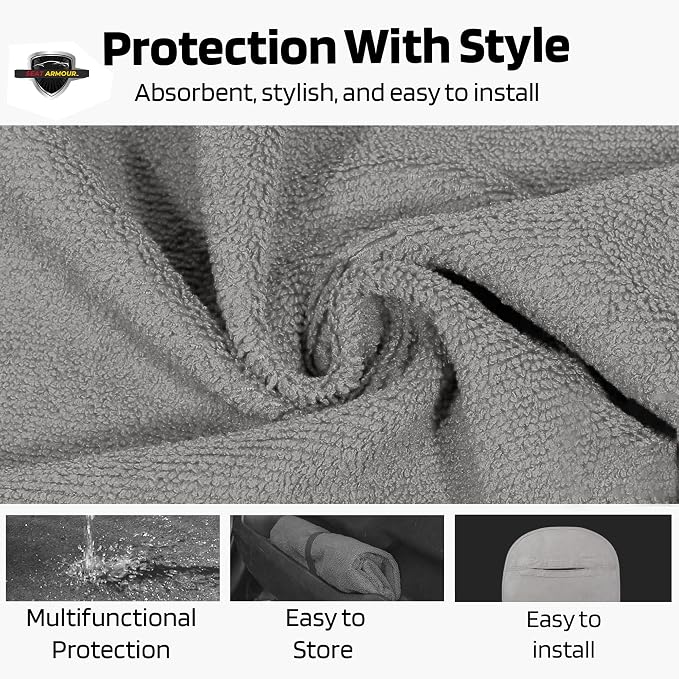 Seat Armour Gray Car Seat Towel Cover – Soft, Machine Washable & Absorbent Seat Protector – Quick Install, Multipurpose Vehicle Seat Cover for Workout, Beach, Travel – Universal Fit - Image 4