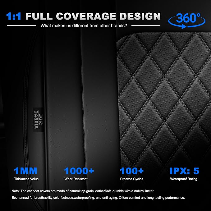 Custom Fit Seat Covers for Honda CRV 2017-2022 Front&Rear Full Set | Faux Leather,Full Coverage,5-Piece Set, Includes Neck Pillows, Armrest Cover, Seat Belt & steering Wheel Cover Black - Image 9