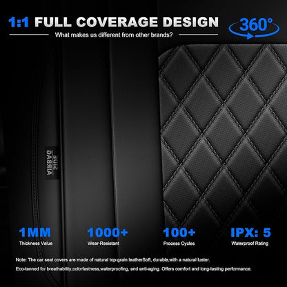 Custom Fit Seat Covers for Honda CRV 2017-2022 Front&Rear Full Set | Faux Leather,Full Coverage,5-Piece Set, Includes Neck Pillows, Armrest Cover, Seat Belt & steering Wheel Cover Black - Image 9