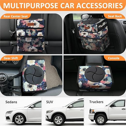 Vankor Car Trash Can with Lid Leak Proof Car Accessories for Women | 2.2 Gallon Cute Hanging Car Trash Bin for Men Car Truck Vehicle Sedan SUV Interior Automotive Garbage Cans, Floral - Image 5
