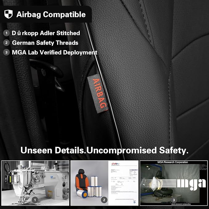 EKR Car Seat Covers Custom Fit for Toyota 4Runner(7 Seats) Full Set | for Toyota 4 Runner 2025-2026 Seat Covers for SUV,Full Wrap,Airbag Compatible,Waterproof Pet-resistant,Faux Leather(Black) - Image 4