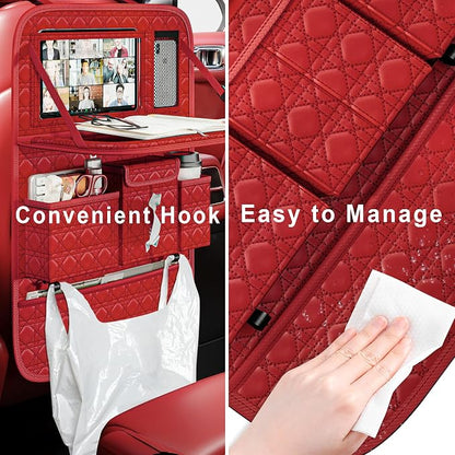 Backseat Car Organizer 1 Pack, Car Back Seat Organizers with Tray,Multifunctional Car Seat Back Organizer with Foldable Tablet Holder (Red, 1 PC) - Image 6