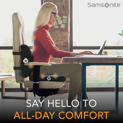 Samsonite Ergonomic Seat Cushion and Lumbar Support Cushion Combo, Memory Foam Office Chair for Back Support, Car Seat and Wheelchair Ergonomic Pillow, Premium Home and Office Desk Accessories - Image 2