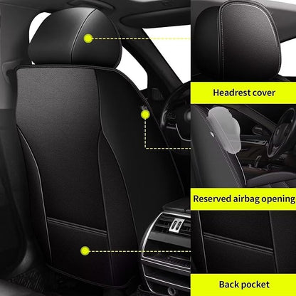 IKABEVEM Car Seat Covers Full Set Fit for Infiniti QX30 2017-2019: 5 Seats Auto Interior Accessories, Faux Leather Waterproof Seat Cushions Vehical Cover (Black) - Image 3