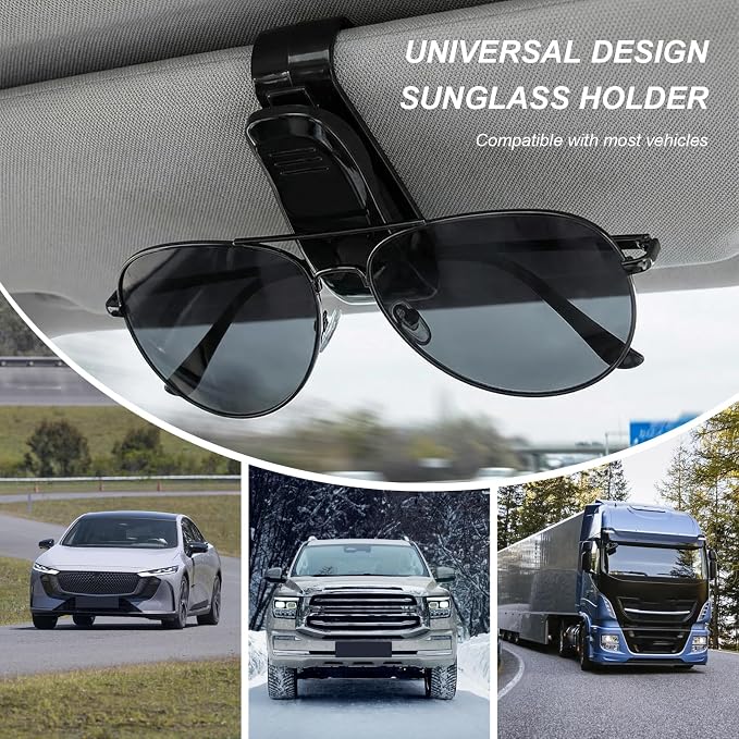 2 PCS Sunglass Holder for Car Sun Visor, Eyeglasses Hanger Clip Auto Visor Ticket Card Organizer, Multi-Functional Glasses Holder Vehicle Interior Clamps for Women Men - Image 5