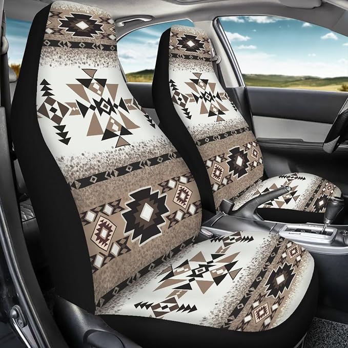 Aztec Car Front Seat Cover Set Soft Driver Car Seat Cover Navajo Brown Comfort Front Seats Only,Bucket Seat Covers Universal Fit for Auto SUV Truck Sedan - Image 2