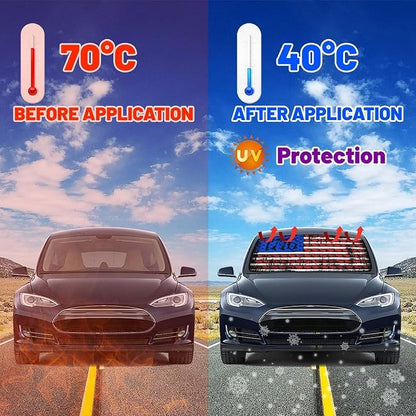 Socira Retro USA American Flag Car Windshield Sunshade Umbrella Car Foldable Umbrella Sunshade for Front Window UV Reflector Auto Windshield Umbrella Sun Shades Cover for Most Vehicles 57'' X 30'' - Image 5