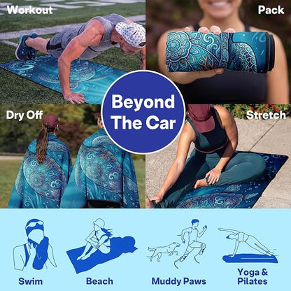 2 Pack Car Seat Towel Covers, Sweat-Proof Microfiber Seat Protectors for Gym, Running, Beach & Workout, Breathable Quick-Dry, Machine Washable, Ocean Sea Turtle Print, Universal Fit - Image 6