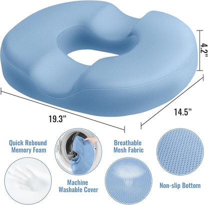 CloudBliss Donut Pillow Stadium Seat Cushion for Tailbone Pain Relief and Hemorrhoids, Memory Foam Seat Chair Cushion, Portable Seat Cushions for Bleachers, Car, Home & Office - Image 2