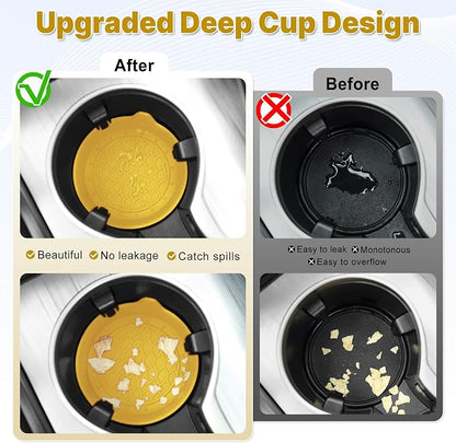 Car Cup Holder Coaster, Silicone Cup Holder Insert, Universal Non-Slip Cup Holders, Car Accessories Interior for Women and Man 4 Pack Yellow - Image 2