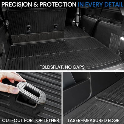 Cargo Mat for Ford Expedition Max 2018-2024 7/8 Seats Accessories | Cargo Liner & Rear Seat Back Protector, All Weather TPE, Non Slip & Odorless & Scratch Proof, Quick Clean - Image 6