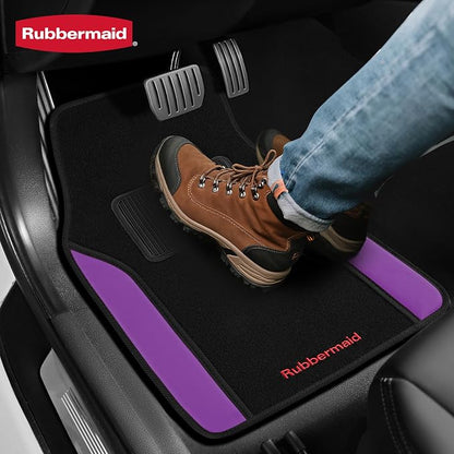 Rubbermaid Car Mats, Carpeted Floor Car Mat with Faux Leather & Built-in Heel Pad, Two-Tone Car Rug Floor Mats, Stylish Carpeted Floor Mats for Cars, Trucks & SUVs Purple Color - Image 6