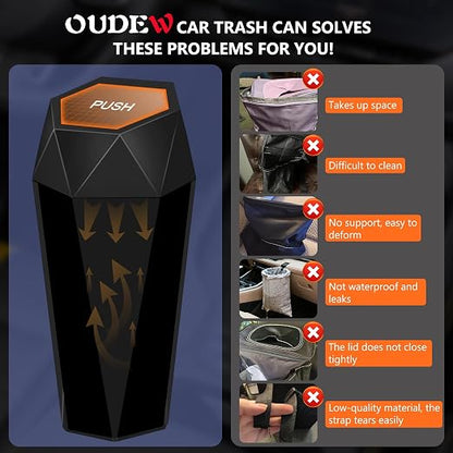 Car Trash Can with Lid, Leakproof, 30 Trash Bags, Black, 2 Pack | Small Garbage Can for Car, Car Accessories for Interior, Multipurpose Organizers and Storage Solutions for Home, Office - Image 3