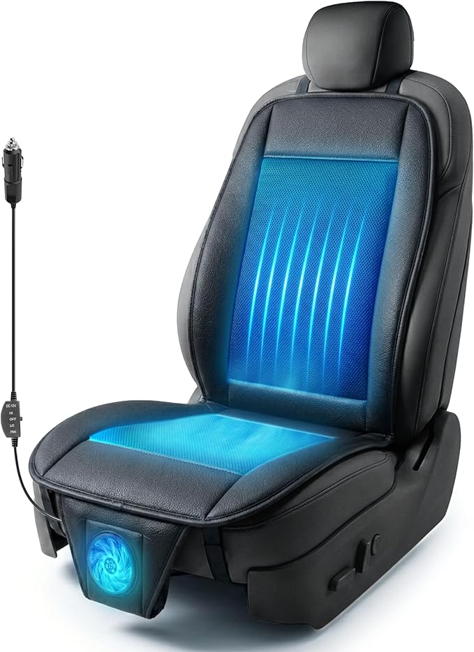 ZONETECH Cooling Car Seat Cushion 12V Black Automotive Adjustable Temperature Comfortable Car Seat Cooling Pad, Cooling Car Seat Cover for Car SUV Truck Universal Fit by ZONETECH