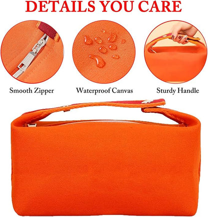 Fammart Travel Makeup Bag, Waterproof Canvas Cosmetic Bag Make Up Organizer Case for Women, Large Toiletry Bag Skincare Pouch for Toiletries Accessories Brushes - Image 5