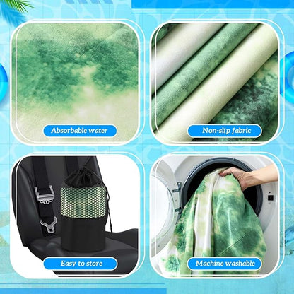 Hahafelt 2 Pack Car Seat Towel Cover with Storage Bag, Green Tie Dye | 63 x 32 in Car Towel Seat Cover Non Slip Waterproof, Gym Workout Swimming Running, Machine Washable Sweat Absorbent Protector - Image 3