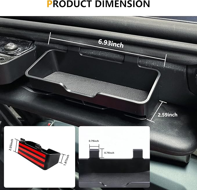 Sunglasses Holder for Ford Bronco 2/4 Door 2021-2026 Accessories | Sun Visor Organizer for Card, Glasses, Sunglass Storage, No Drill, Hanging Box for Bronco Off-road, Not for Bronco Sport SUV - Image 9
