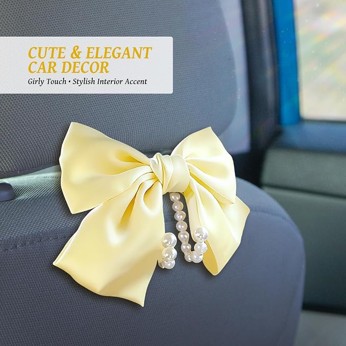 2 PCS Bow Pearl Car Seat Headrest Hook – Cute Purse Hook for Car, Girly Interior Decoration Accessories Hook Hanger, Seatback Holder for Purses & Bags, Elegant Car Organizer (Pearl White) - Image 7