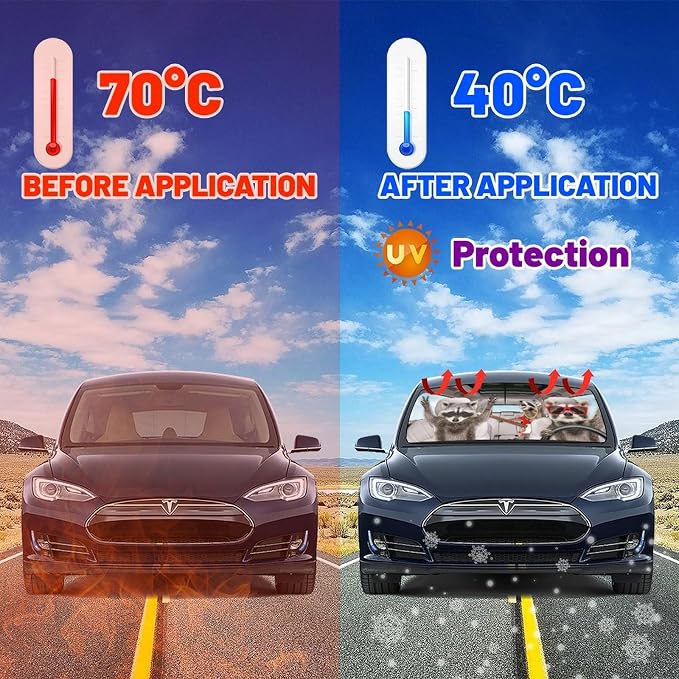 Socira Funny Frog Car Windshield Sun Shade Umbrella Style Sunshade Fun | Automotive Foldable Frog Driver Front Car Accessories Interior Decor to Keep Vehicle Cool for Most Vehicles 57'' X 30'' - Image 6