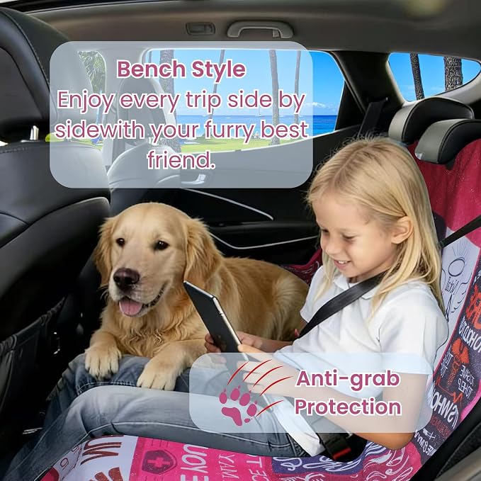 Waterproof Back Seat Cover for Dogs and Kids, Car Seat Protector Under Baby Car Seat, Child and Dog Car Seat Cover Blanket for Rear Bench(Nurse Gift, Rear Bench Seat Towel) - Image 2