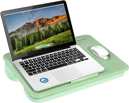 LAPGEAR The Original Lap Desk – Sage Green, Fits 17" Laptops | Microbead Cushion, Device Ledge, Built-In Pencil Tray, Carry Handle by LapGear