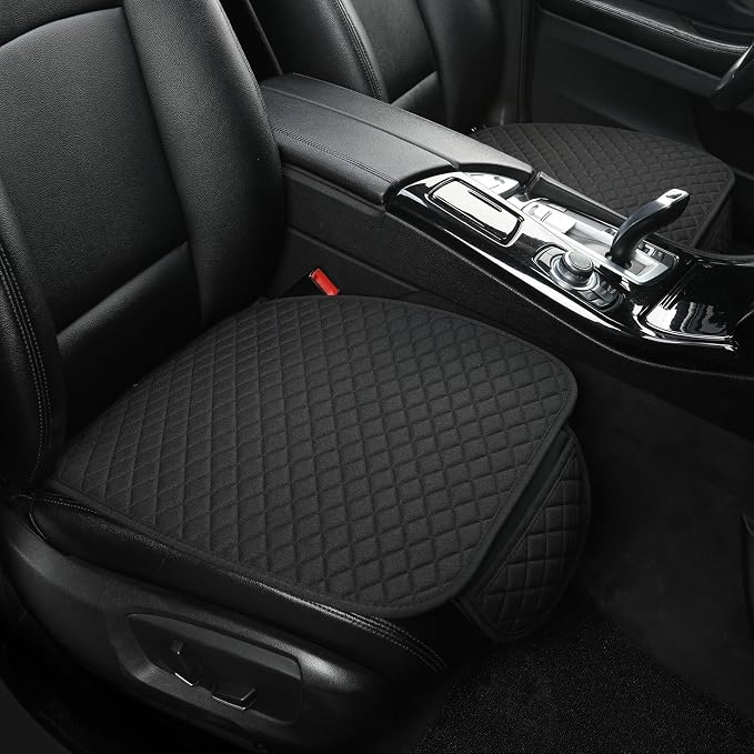 West Llama Linen Car Seat Covers,Bottom Seat Covers for Cars Include 2 Piece Front Driver Seat Pad Mat Universal Fits 90% Vehicles,SUVs,Cars,Sedans(2Piece-Black) - Image 2
