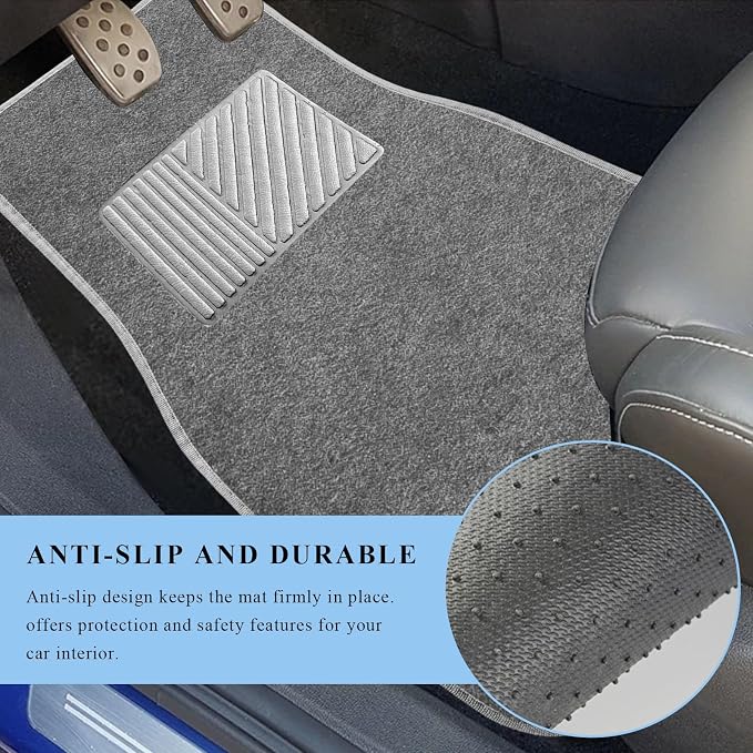 4PCS Car Floor Mats, Waterproof Non-Slip Car Floor Liners with Safety Heel Pad, All-Weather Wear-Resistant Mats Heavy Duty Universal Carpets for Truck SUV Van Sedan (Gray) - Image 4