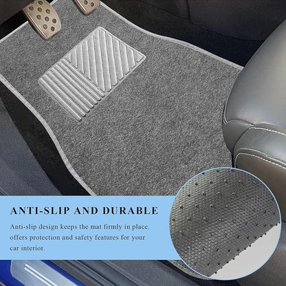 4PCS Car Floor Mats, Waterproof Non-Slip Car Floor Liners with Safety Heel Pad, All-Weather Wear-Resistant Mats Heavy Duty Universal Carpets for Truck SUV Van Sedan (Gray) - Image 4