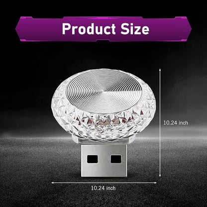 1 PC Mini USB LED Car Atmosphere Lamp, Round Crystal Plug-and-Play Car Ambient Light, Portable Personalized Auto Interior Decor Night Light, Universal for Most Cars, SUVs (Purple) - Image 2