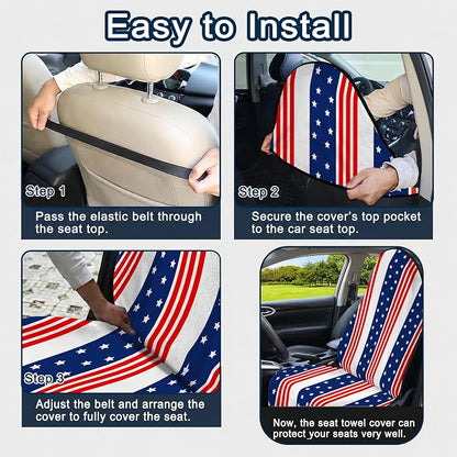 Car Seat Towel Cover for Front Seat, 1Pc Sweat Absorbent Car Seat Protector with Non-Slip Backing, Waterproof Towel Car Seat Cover for Runners, Gym, Swimming, Beach, Pets, American Flag Style - Image 9