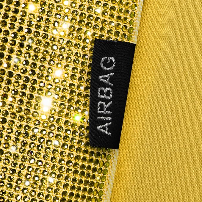 CAR PASS Yellow Bling Diamond Leather Car Seat Cover Full Sets,Waterproof Shining Glitter Sparkly Crystal Universal Fit for Automotive Truck SUV Cute Women Girl Airbag Compatable,All Yellow Rhinestone - Image 6