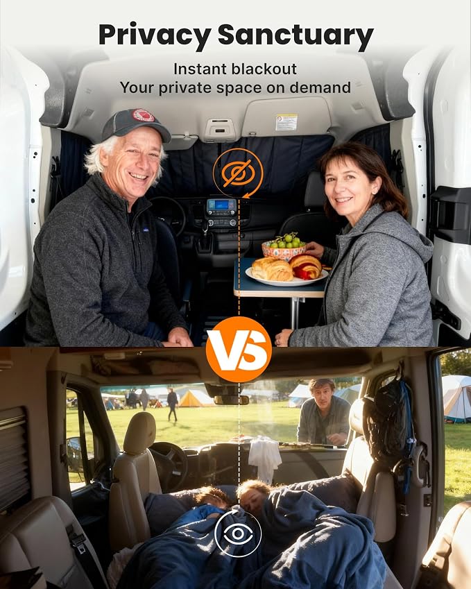 MELIPRON Magnetic Van Window Covers Fit for Mercedes Benz Sprinter NCV3 | 2007-2018, Blackout Privacy & Thermal Insulation Side Shades for Van Life & Camping, Custom Fit, Easy Install, Gray (Pair) - Image 2