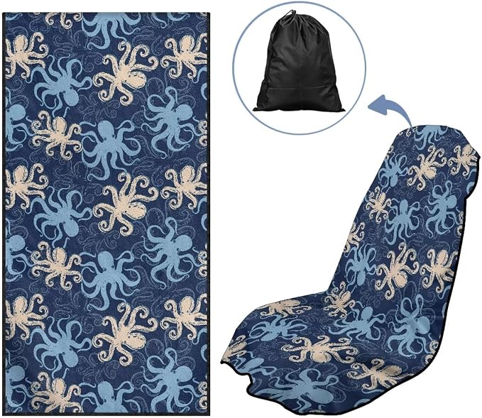 SEANATIVE Octopus Sports Print Towel Seat Covers for Cars - Quick-Dry Sweat Towels for Gym, Hiking & Beach with Anti-Scratch Design (Machine Washable, Universal Fit) - Image 5