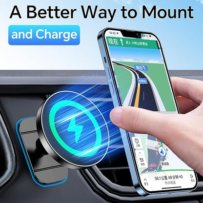 Coolpow Magsafe Car Mount Charger, Magnetic Wireless Car Charger for iPhone | Magsafe Car Charger Magnetic Phone Holders for Your Car Accessories Car Phone Holder Mount for iPhone 17 16 15 (Black) - Image 4