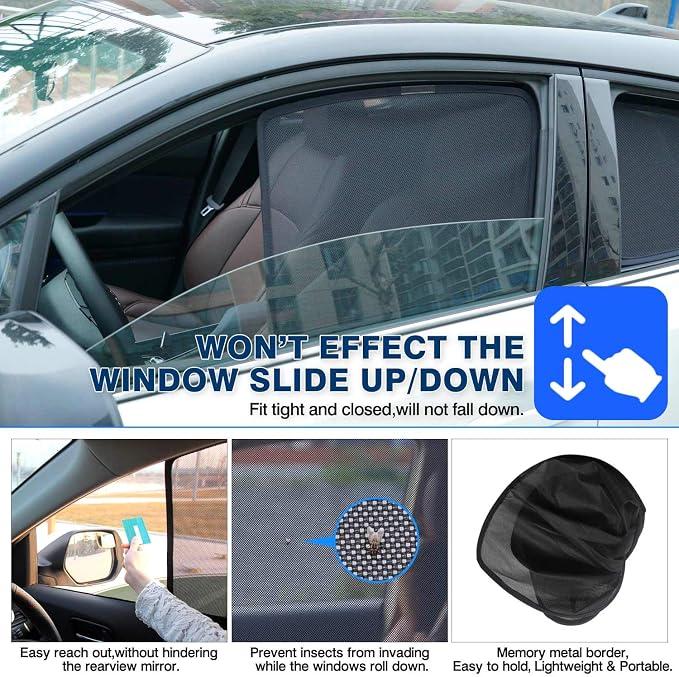 Cartist Car Window Shades for 2014-2020 Nissan Rogue Accessories (NOT for Rogue Sport), Side Rear Window Covers Sun Shade Breathable Magnetic Mesh Sunshade Protector UV Rays Privacy Protection 4PCS - Image 4