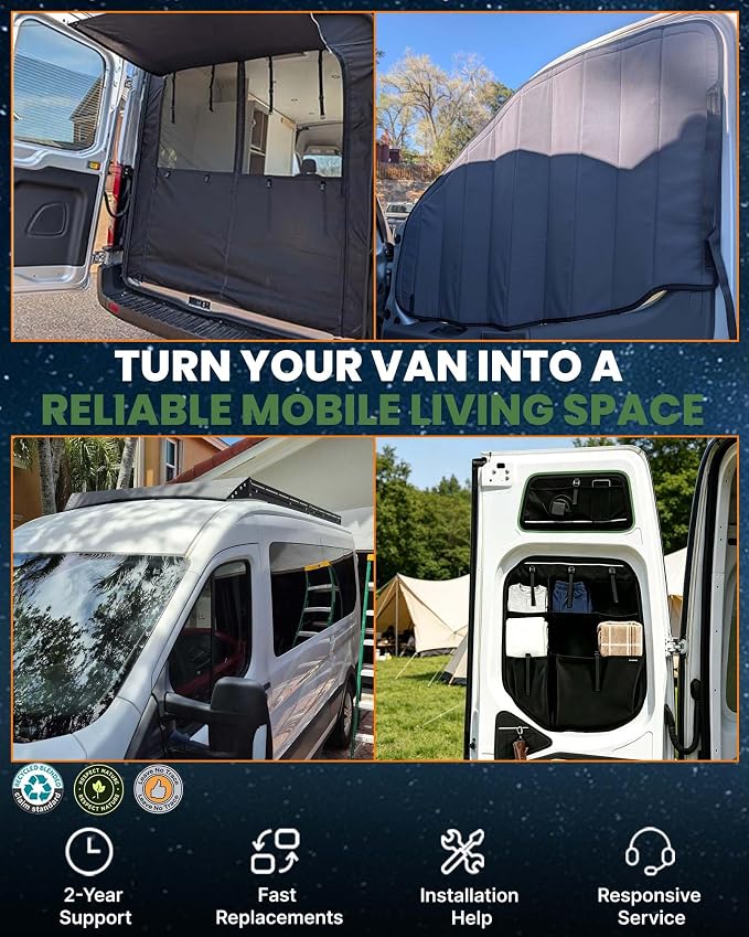 MELIPRON Magnetic Van Window Covers Fit for Mercedes Benz Sprinter NCV3 | 2007-2018, Blackout Privacy & Thermal Insulation Side Shades for Van Life & Camping, Custom Fit, Easy Install, Gray (Pair) - Image 9